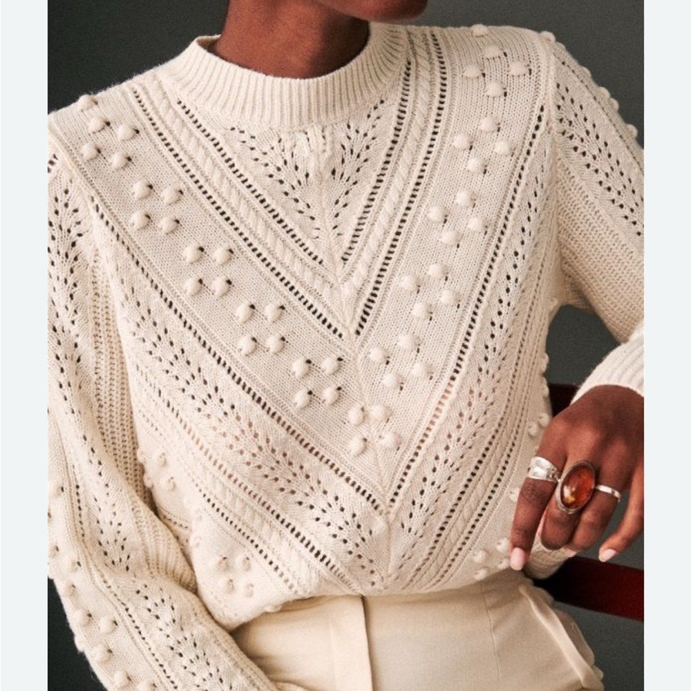 Sezane Pull Solal Cream Sweater - Picture 3 of 6